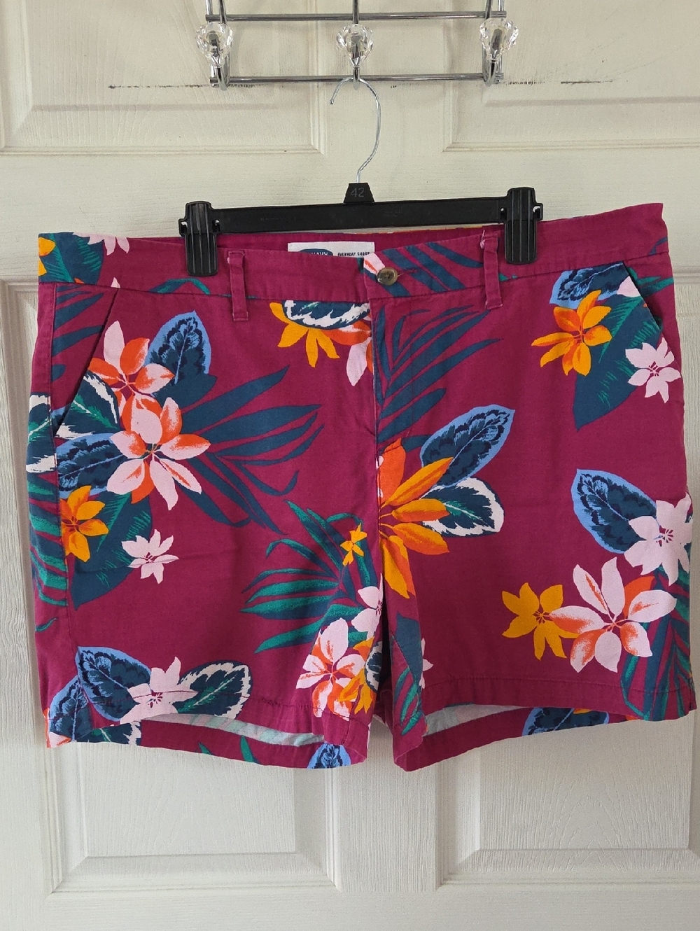 Old Navy Pink Tropical Print Everyday Shorts